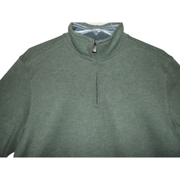 ARROW Pullover Sweatshirt Mens XL Green Heather Quarter-Zip Sueded Fleece Shirt - Picture 2 of 12